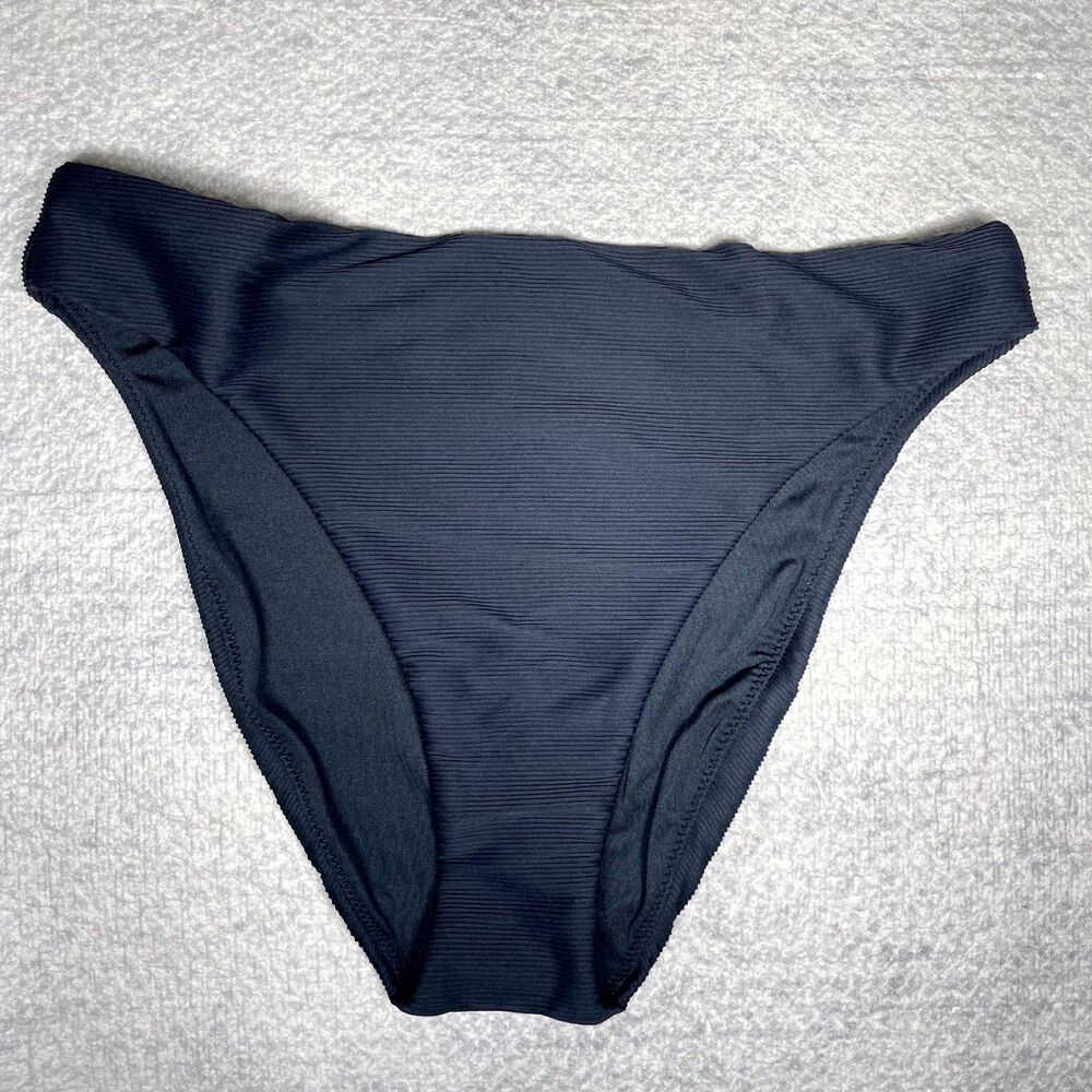 J.Crew Ribbed High-rise Cheeky Bikini Bottom For Women Size Medium NEW BE808 BLA